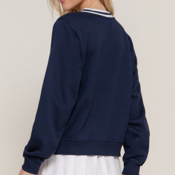 Long slv v-neck embroidered sweatshirt - Picture 6 of 6